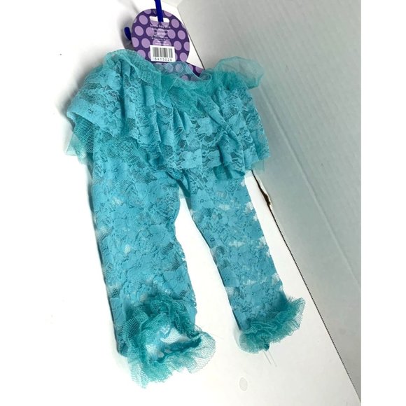 New Little Wishes Girls Baby Infant 6 12 months Summer Lace Leggings Blue Hobby - Picture 3 of 3